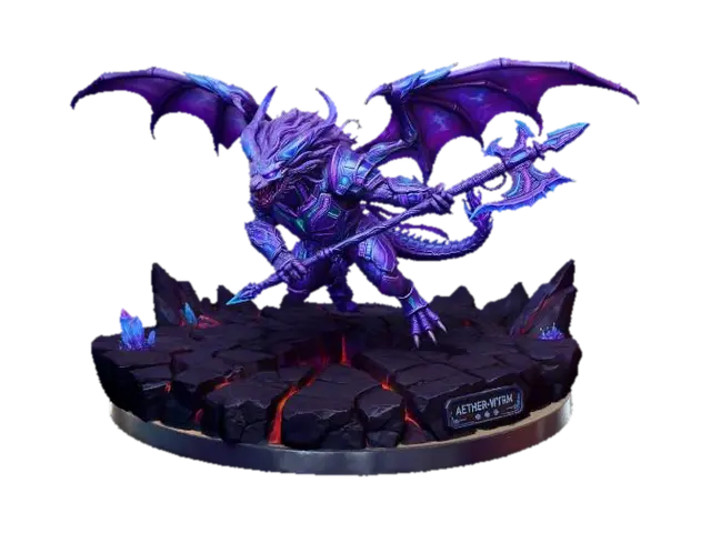 Modello 3D Neon Mythical Aether-Wyrm, generato dall’IA