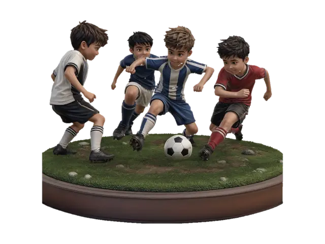3D-модель Four Boys and a Ball - Poster, сгенерированная ИИ