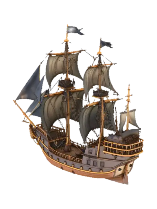 Pirate Majestic-Voyage - Ship 3D model, vytvořený pomocí AI