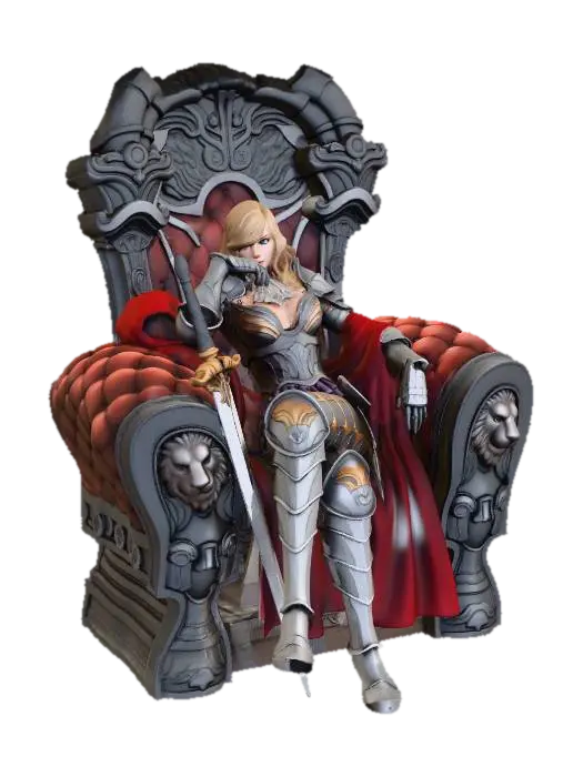 Iron Queen on the Throne - Paladin 3D model, vytvořený pomocí AI