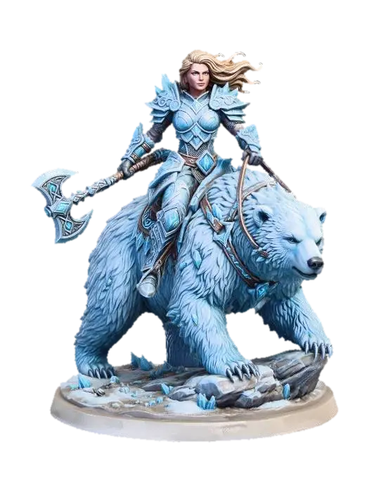Frostbound War Icebear Rider - Tabletop 3D model, vytvořený pomocí AI