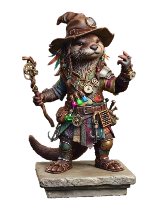 Clockwork Otter Adventurer - Tabletop 3D model, vytvořený pomocí AI