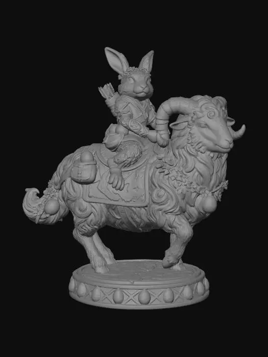 3D model for Meshy_AI_Easter Hare Rider on the Floral Ram_1774026632_generate
