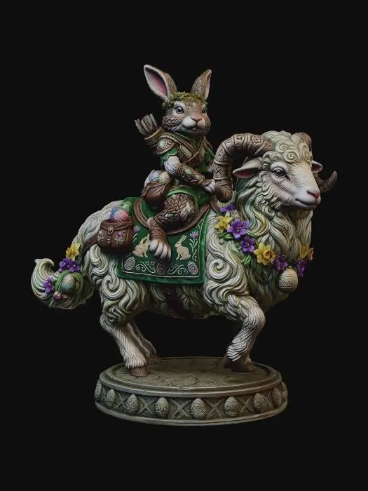 3D model for Meshy_AI_Easter Hare Rider on the Floral Ram_1774026632_generate