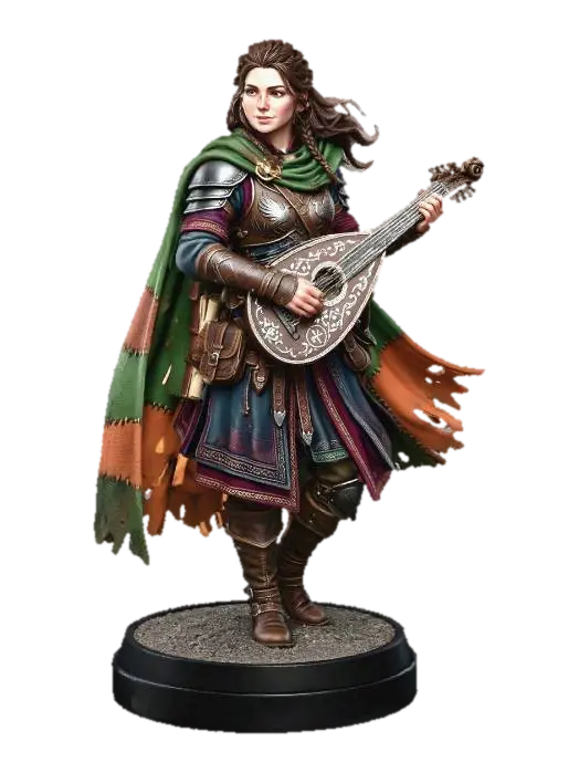 Female Bard 3D model, vytvořený pomocí AI