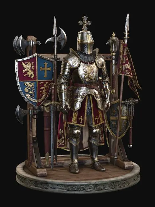 3D model for Crusader Knight Weapon-Armor Rack