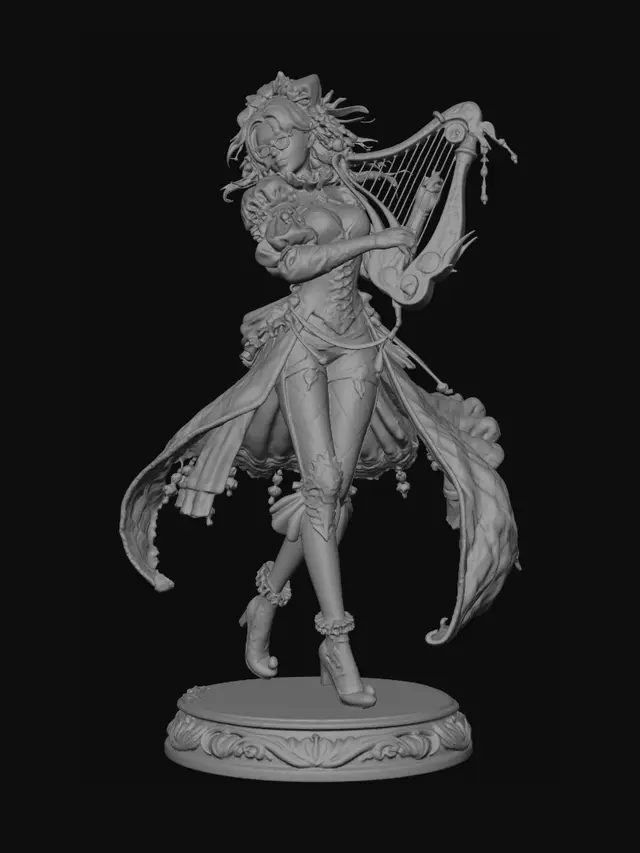 3D model for Harlequin Harpist