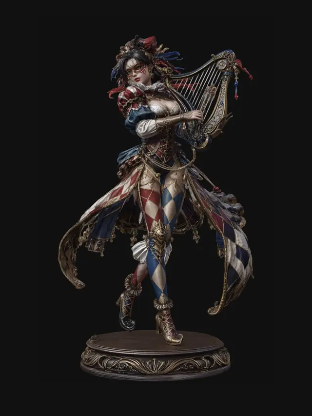 3D model for Harlequin Harpist