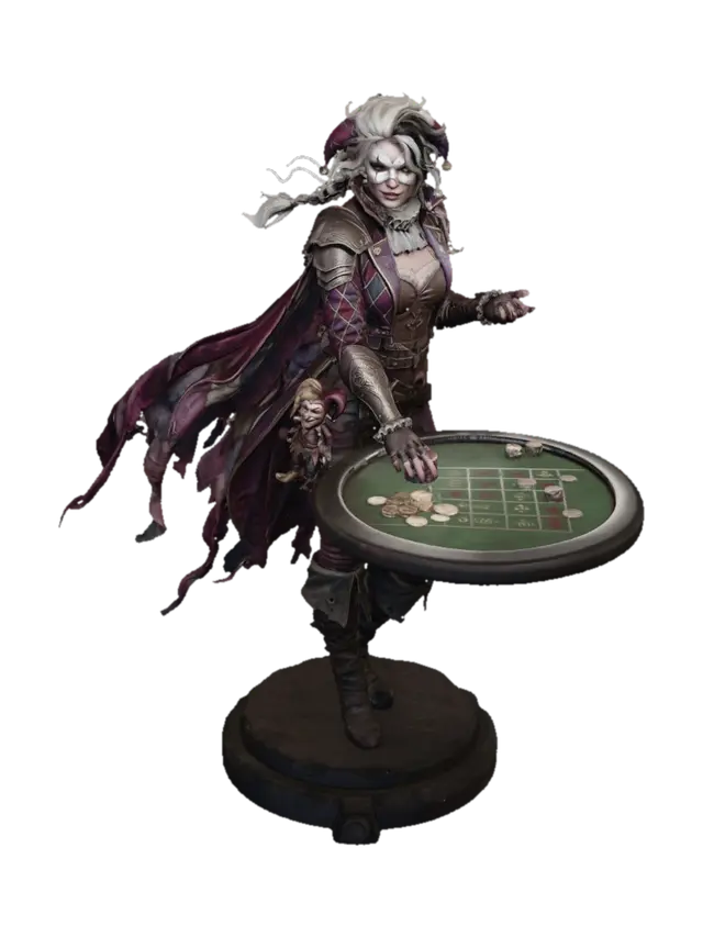 Harlequin at the Table - Comedy 3D model, vytvořený pomocí AI