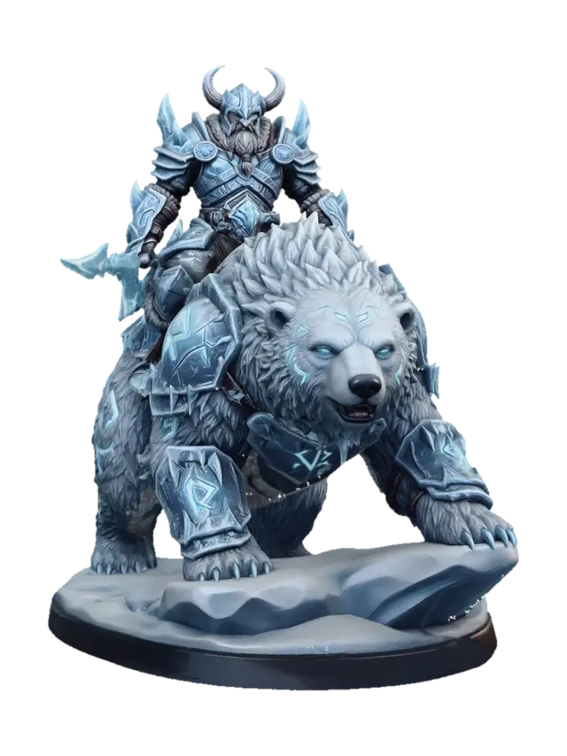 Frostbound Warlord on Icebear - Cool 3D model, vytvořený pomocí AI