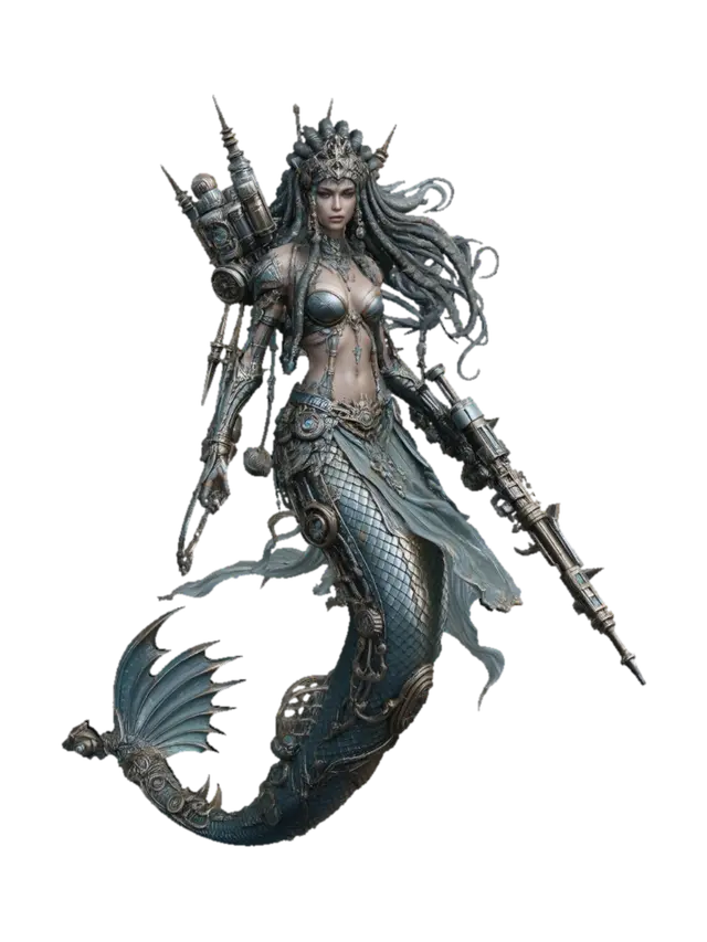 Abyssal Steam Siren 3D model, vytvořený pomocí AI