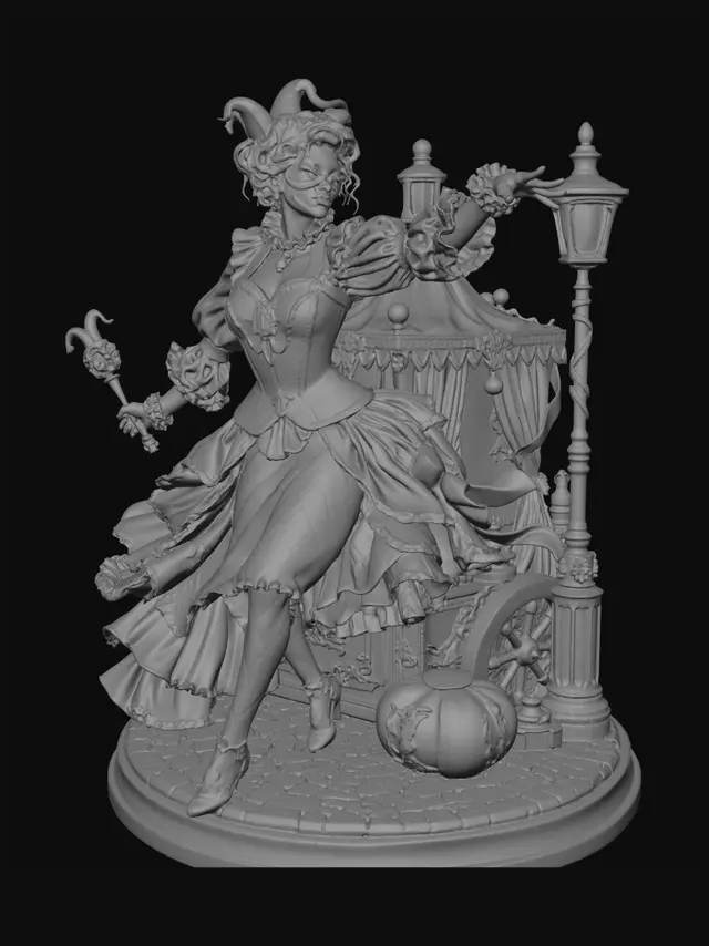 3D model for Harlequin on a Velvet Stage