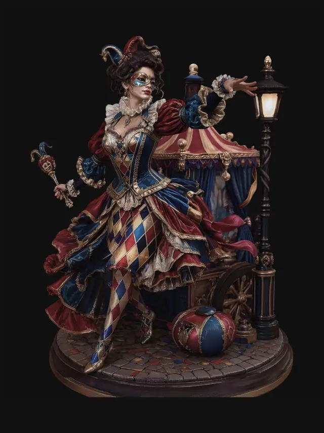 3D model for Harlequin on a Velvet Stage