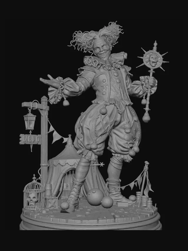 3D model for evil clown circus