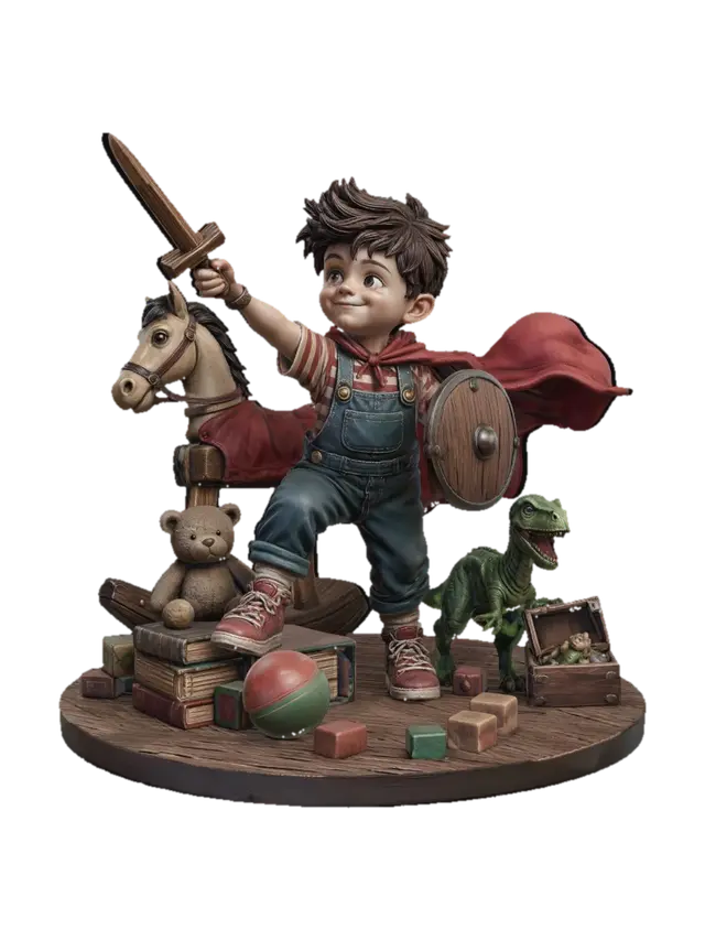 The Little Knight's Quest - Tiny 3D model, AI generated
