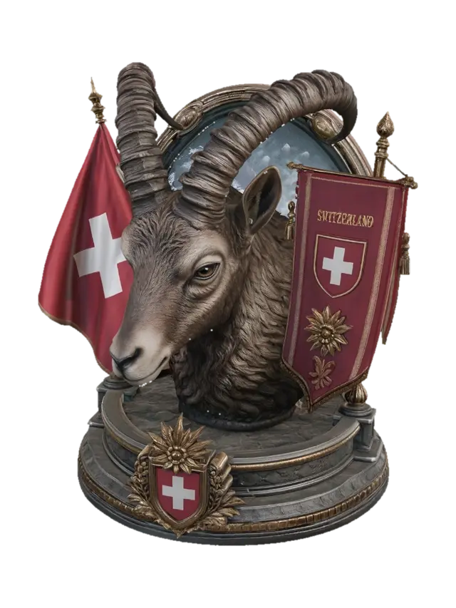 Heraldic Ibex of Switzerland - Coatofarms 3D model, vytvořený pomocí AI
