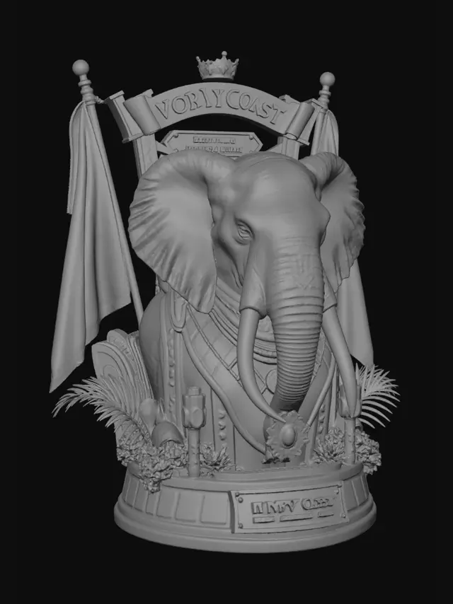 3D model for Ivory Coast Elephant Emblem