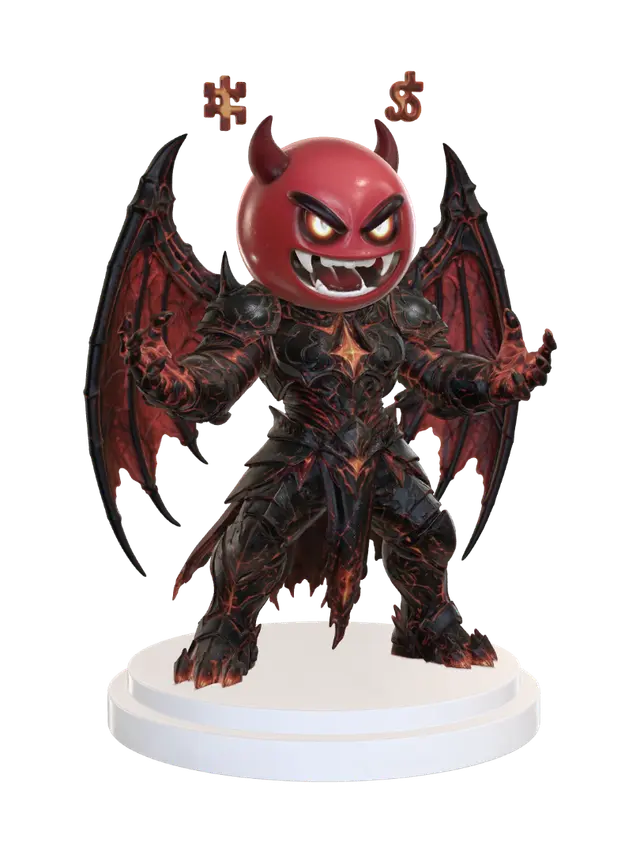 Rage Demon Emoji Companion 3D model, vytvořený pomocí AI