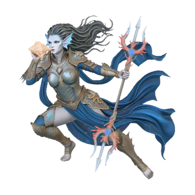 Oceanic Siren guardian 3D model, vytvořený pomocí AI