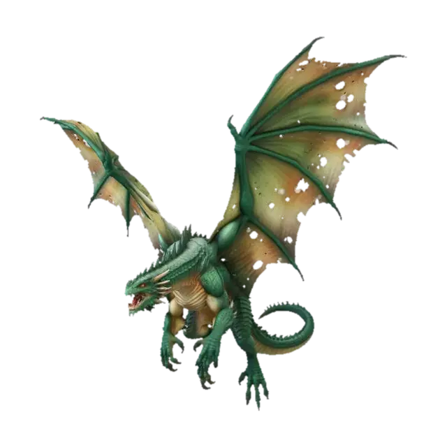 Flying Emerald Tempest 3D model, vytvořený pomocí AI