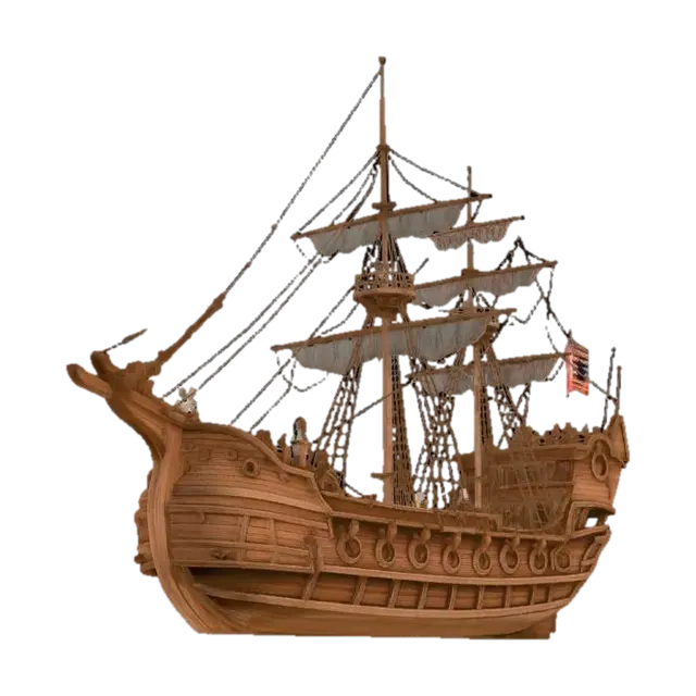 Timber Galleon - Ship 3D model, vytvořený pomocí AI