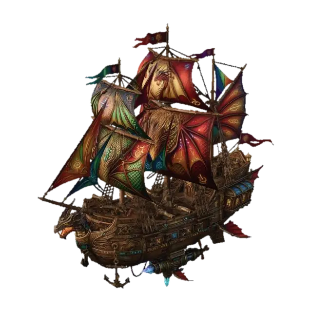 Modello 3D fantasy pirate airship - Skyborne, generato dall’IA