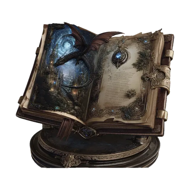 Dragonbound Grimoire - Spellbook 3D model, AI generated
