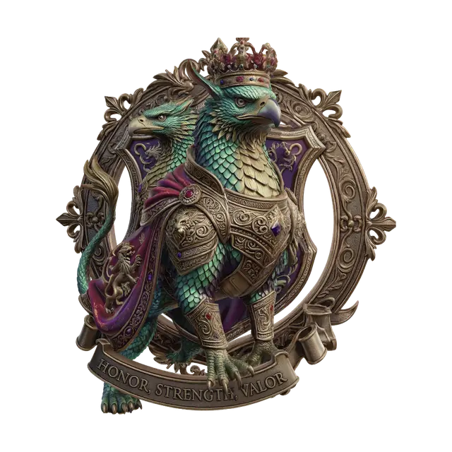 Crowned Gryphon of Valor 3D model, vytvořený pomocí AI