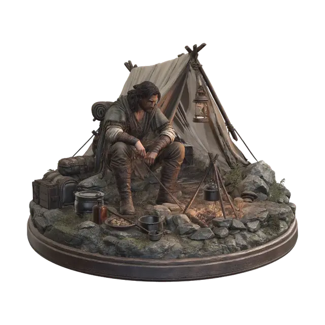 Daily challange Model - Theme Camping - Fantasyworld 3D model, vytvořený pomocí AI