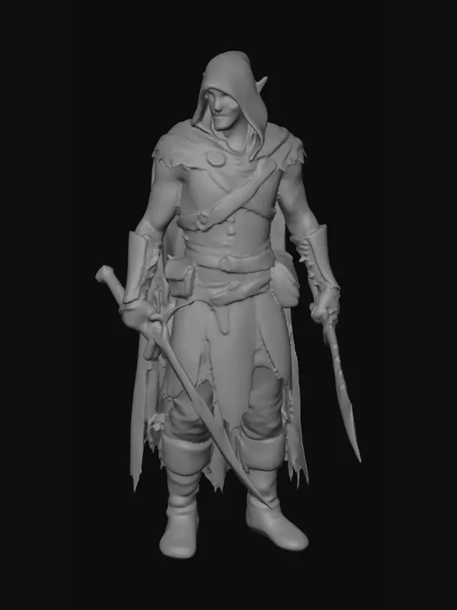 3D model for Хочу эльфа мечника в зеленой  одежде с кинжалом