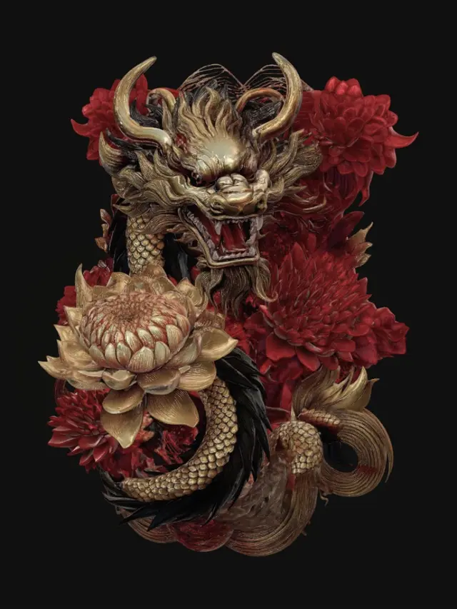 3D model for Crimson Blossom Dragon
