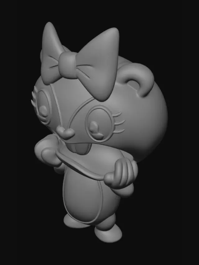 3D model for Surprised Pink Bunny with Red Bow