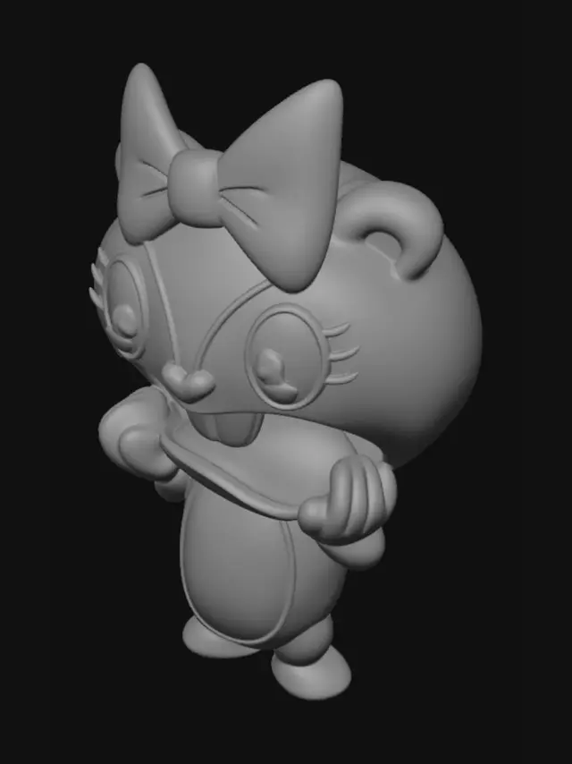 3D model for Surprised Pink Bunny with Red Bow