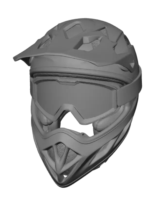 3D model for White motocross helmet with mirrored goggles