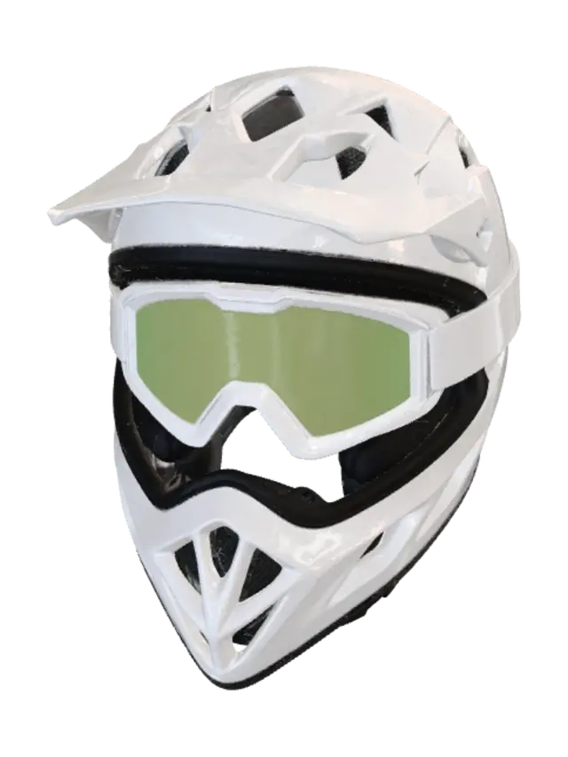 3D model for White motocross helmet with mirrored goggles