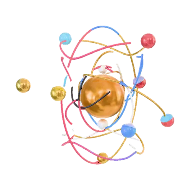 Atom 3D model, vytvořený pomocí AI