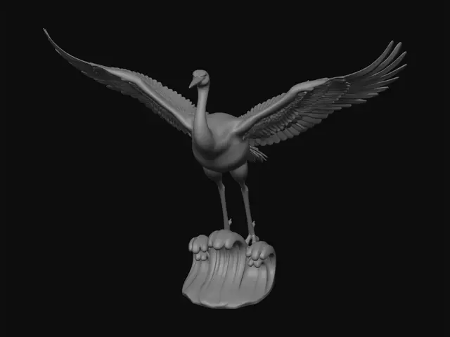 3D model for Rainbow-Winged Crane on a Wave
