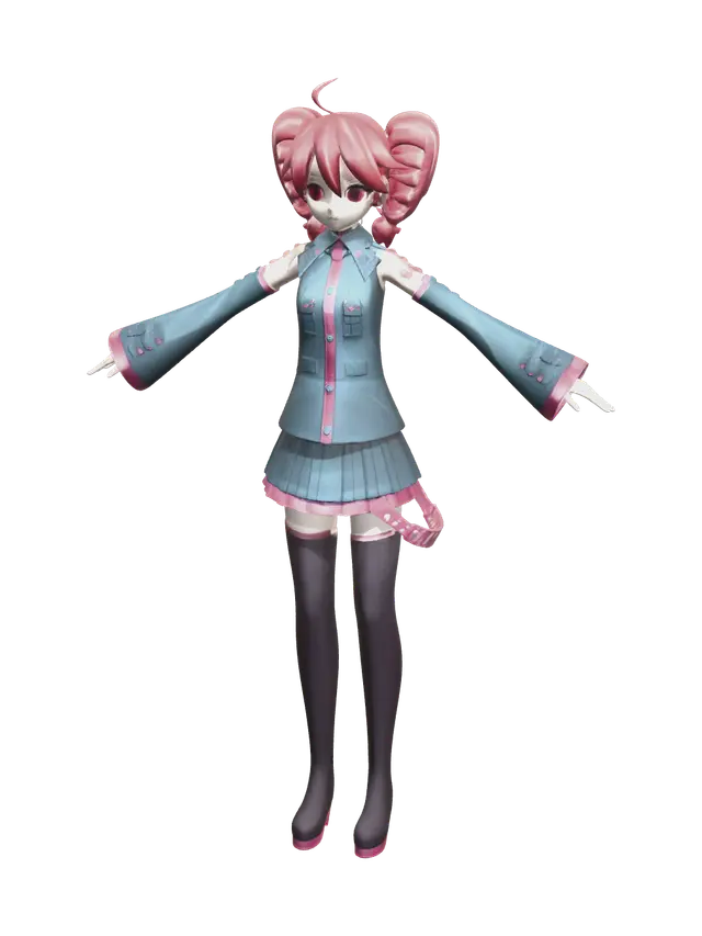 Fantasy Kasane Teto - Vocaloid 3D model, vytvořený pomocí AI