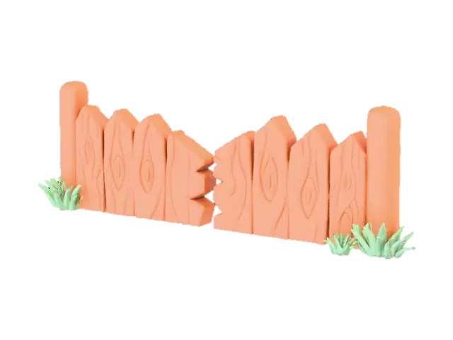 3D model for "Create a stylized broken wooden fence in the visual style of the Nintendo 3DS Pokémon games (Pokémon X/Y, Omega Ruby/Alpha Sapphire). The fence should have simple, rounded wooden planks with soft edges, some cracked or missing pieces, and slightly tilted or uneven posts to show damage. Use clean hand-painted textures, subtle shading, pastel color tones, and smooth gradients typical for 3DS Pokémon overworld assets. Keep the geometry low-poly, cartoony, and appealing. Use diffuse texture only, no realistic materials. The model should look like it belongs in a Pokémon 3DS environment."