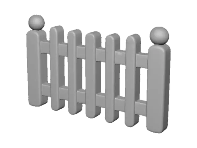 3D model for "Create a stylized wooden fence in the visual style of the Nintendo 3DS Pokémon games (Pokémon X/Y, Omega Ruby/Alpha Sapphire). The fence should have simple, rounded wooden planks with soft edges, clean hand-painted textures, and subtle shading. Use slightly cartoony proportions, pastel color tones, and smooth gradients typical for 3DS Pokémon overworld objects. Keep the geometry low-poly but appealing, with diffuse textures only and no realistic materials. The model should look like it belongs in a Pokémon 3DS environment."