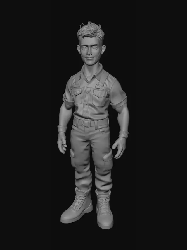 3D model for genere un muñeco alusorio a un mecanico con la camisa del club corinthias de sao paulo brasil