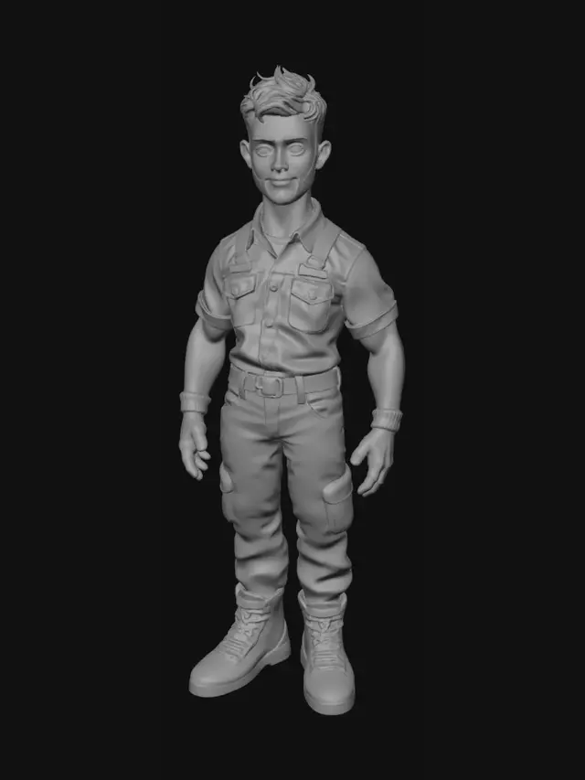 3D model for genere un muñeco alusorio a un mecanico con la camisa del club corinthias de sao paulo brasil