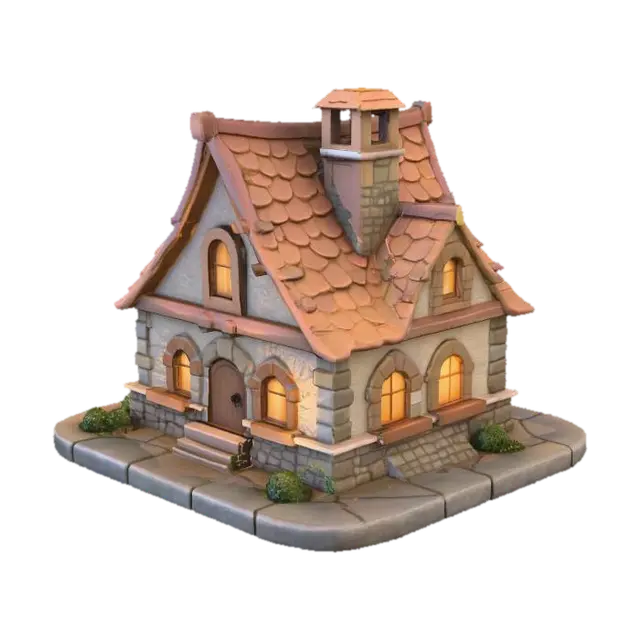 Cottage Charm - Cosy 3D model, vytvořený pomocí AI