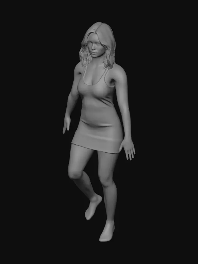 3D model for Open Arms in a Geometric Pattern Dress