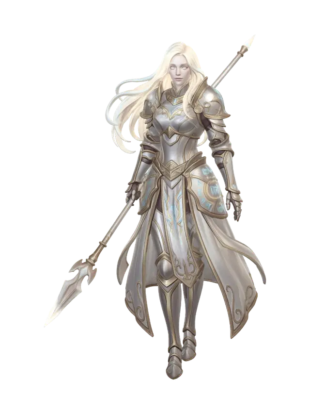 Holy Priestess Warrior - Platearmor 3D model, vytvořený pomocí AI