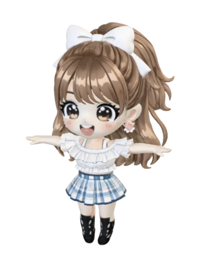 3D model for Chibi Cheerful with White Bow