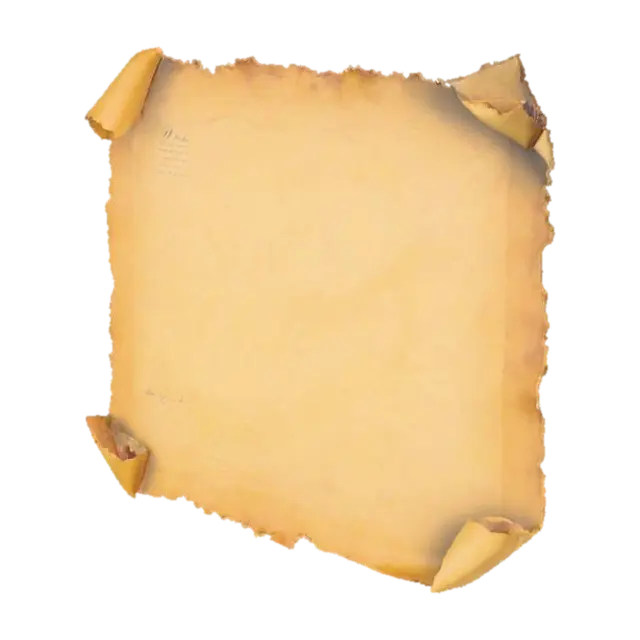 3D model for Single aged paper sheet on table, slightly curled corners, yellowed surface, French text faintly visible. Ink stains and small tear. PBR texture: roughness 0.8, opacity 1.0, AO baked.