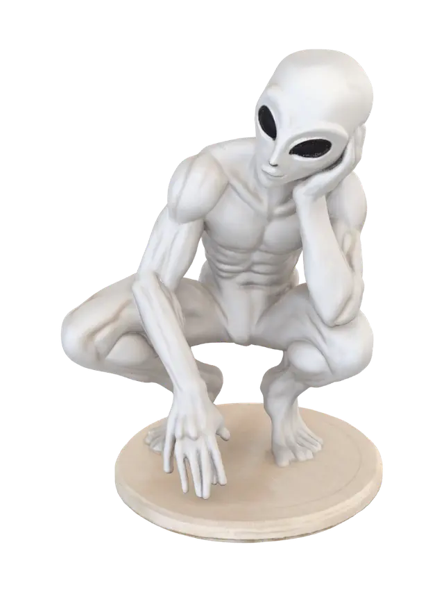 Hip Hop Alien Crouching - Neutralexpression 3D model, vytvořený pomocí AI