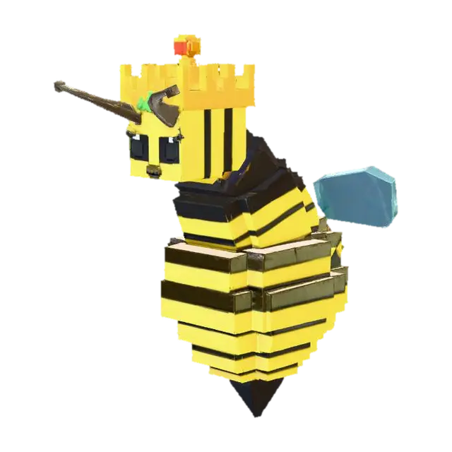 Queen Bee Blossom, #stud, #pixel 3D-model, gegenereerd door AI