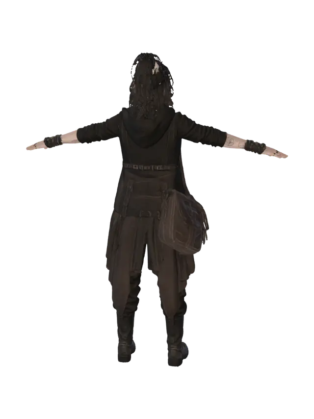 Shadowbound Wanderer 3D model, vytvořený pomocí AI